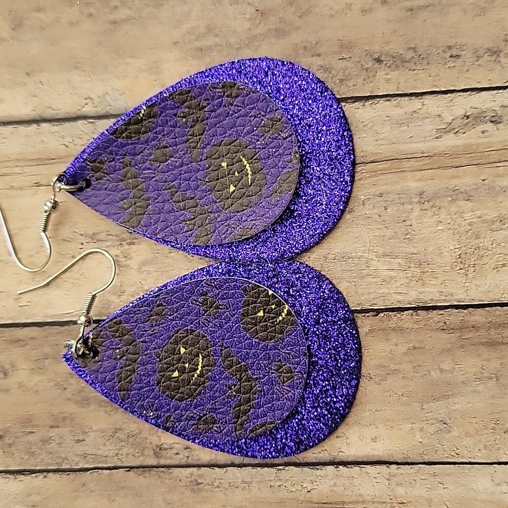 Halloween Teardrop Faux Leather Earrings